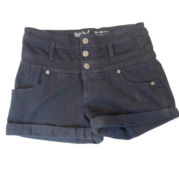Mossimo Womens Denim Jeans Shorts Roll Cuffed Hem Button Fly Black Size 6/28 - Picture 1 of 10